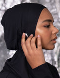 Modest sportswear / Hijab sport noir - écouteurs 